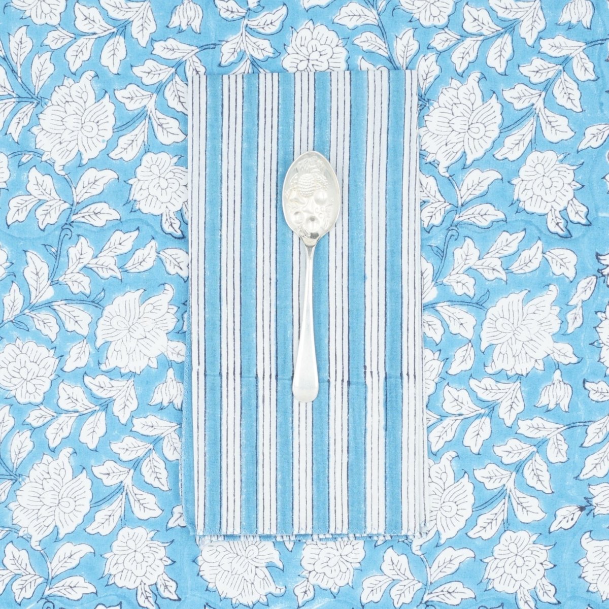 Serviettes de table x4 Salem Bleu Azur - Suzette à table