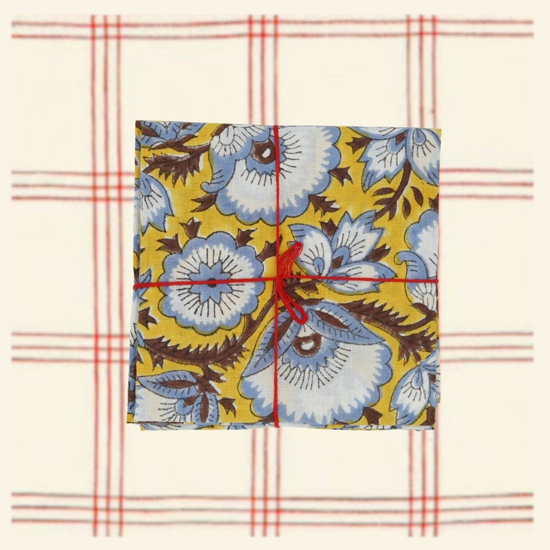 Serviettes de table x4 Delphinium Moutarde - Suzette