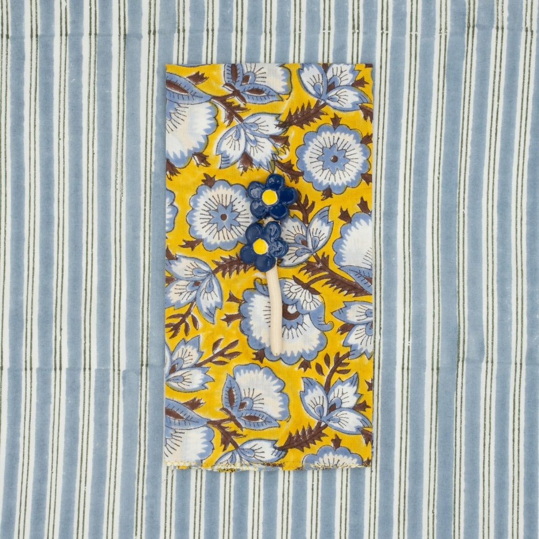 Serviettes de table x4 Delphinium Moutarde - Suzette
