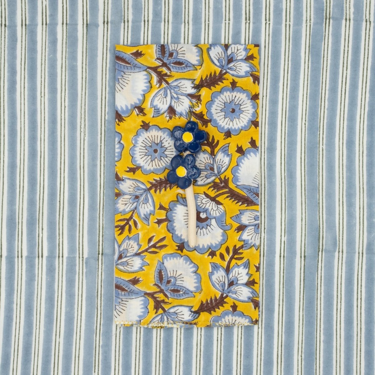 Serviettes de table x4 Delphinium Moutarde - Suzette