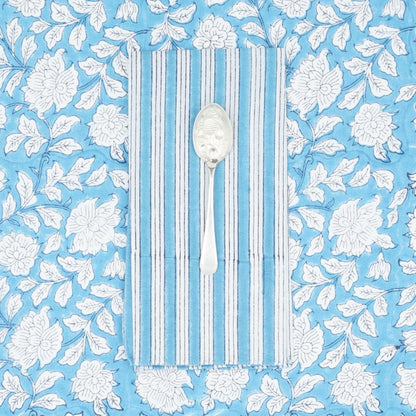 Serviettes de table x4 Salem Bleu Azur - Suzette à table
