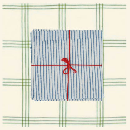 Serviettes de table x4 Stripe Bleuet - Suzette